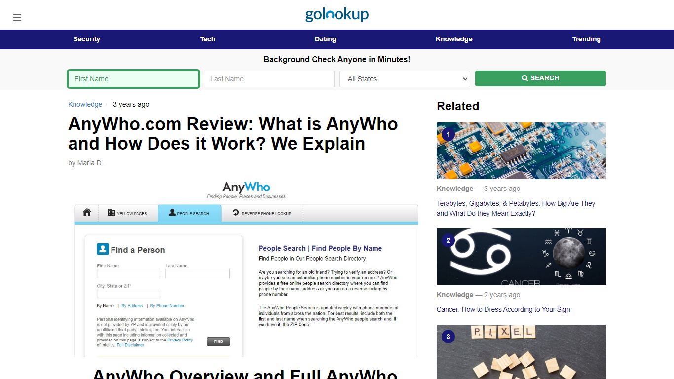 AnyWho.com, AnyWho Review, Review AnyWho - GoLookUp